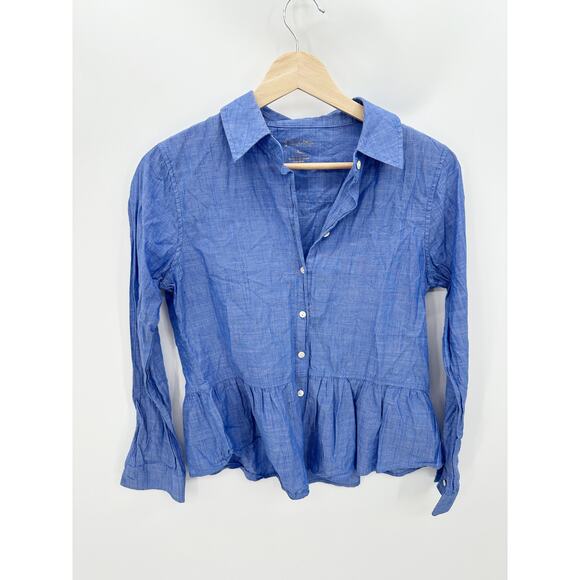 Lilly Pulitizer Carina Peplum Button Down Top In Blue Haven Womens Size XS - Picture 1 of 7